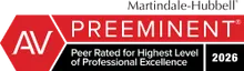 AV Preeminent, Martindale-Hubbell Peer Rated for Highest Level of Professional Excellence, 2026
